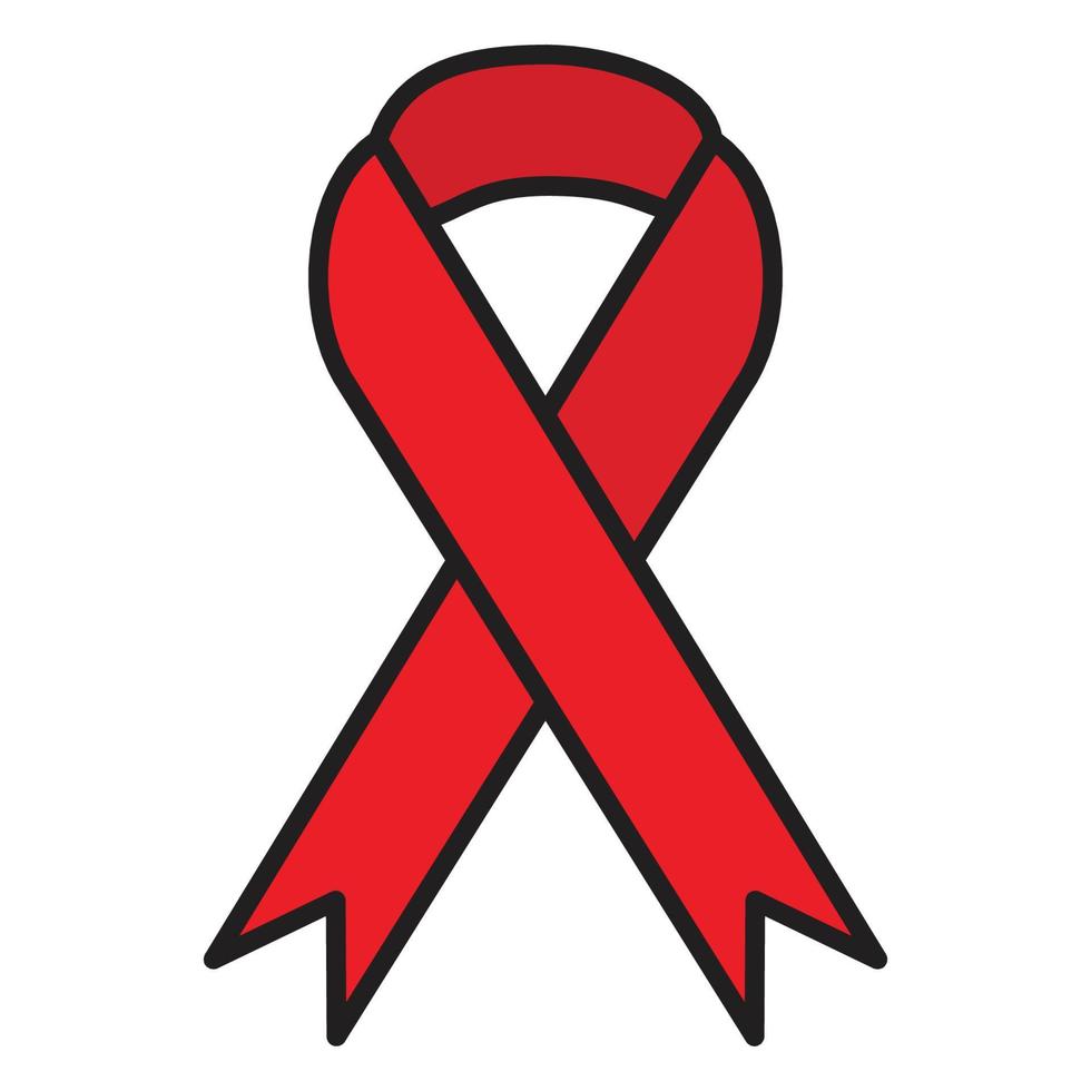 red ribbon donation help icon vector