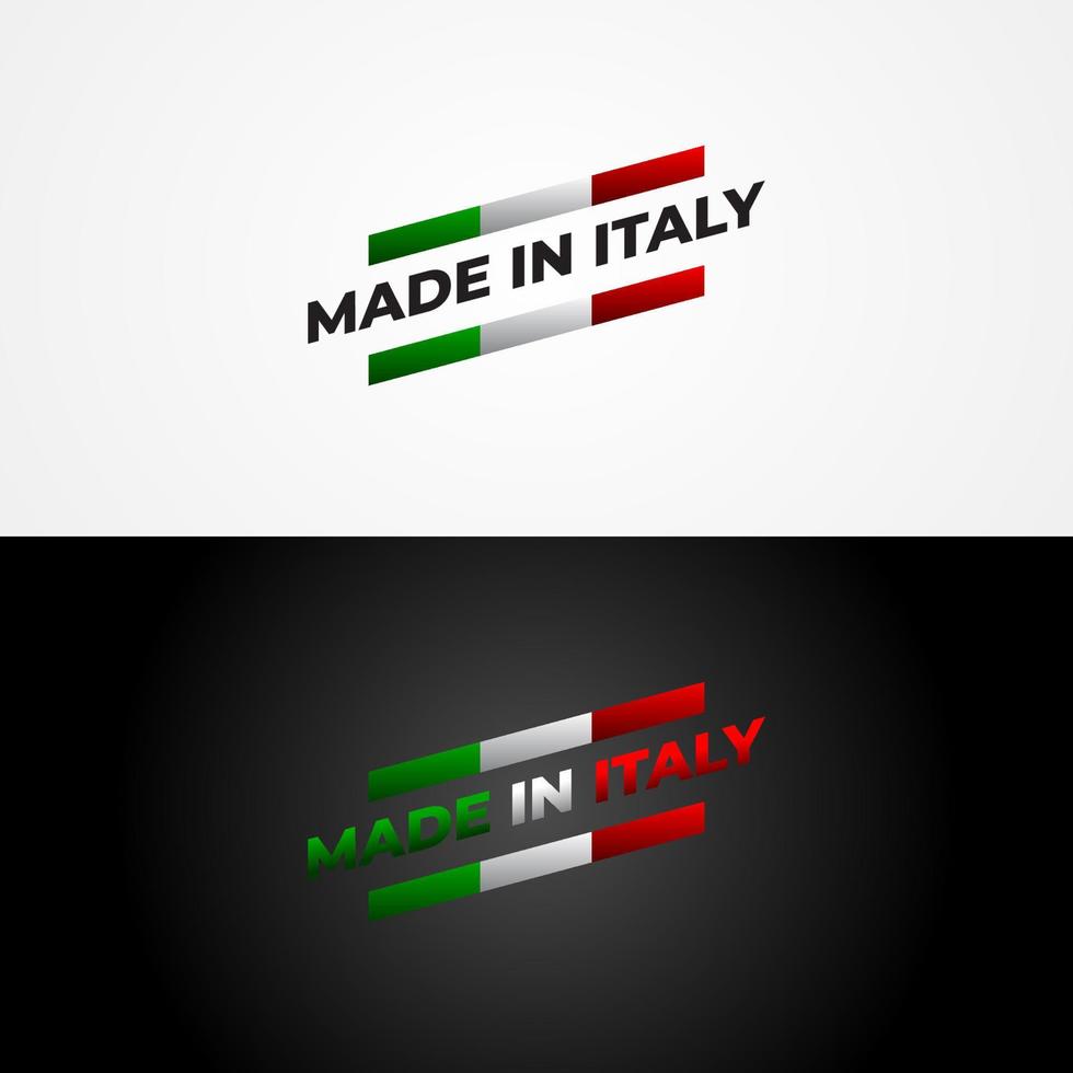 Hecho en la ilustración de vector de etiqueta de Italia, diseño de la etiqueta de la insignia de la bandera para la promoción de los medios de comunicación del producto