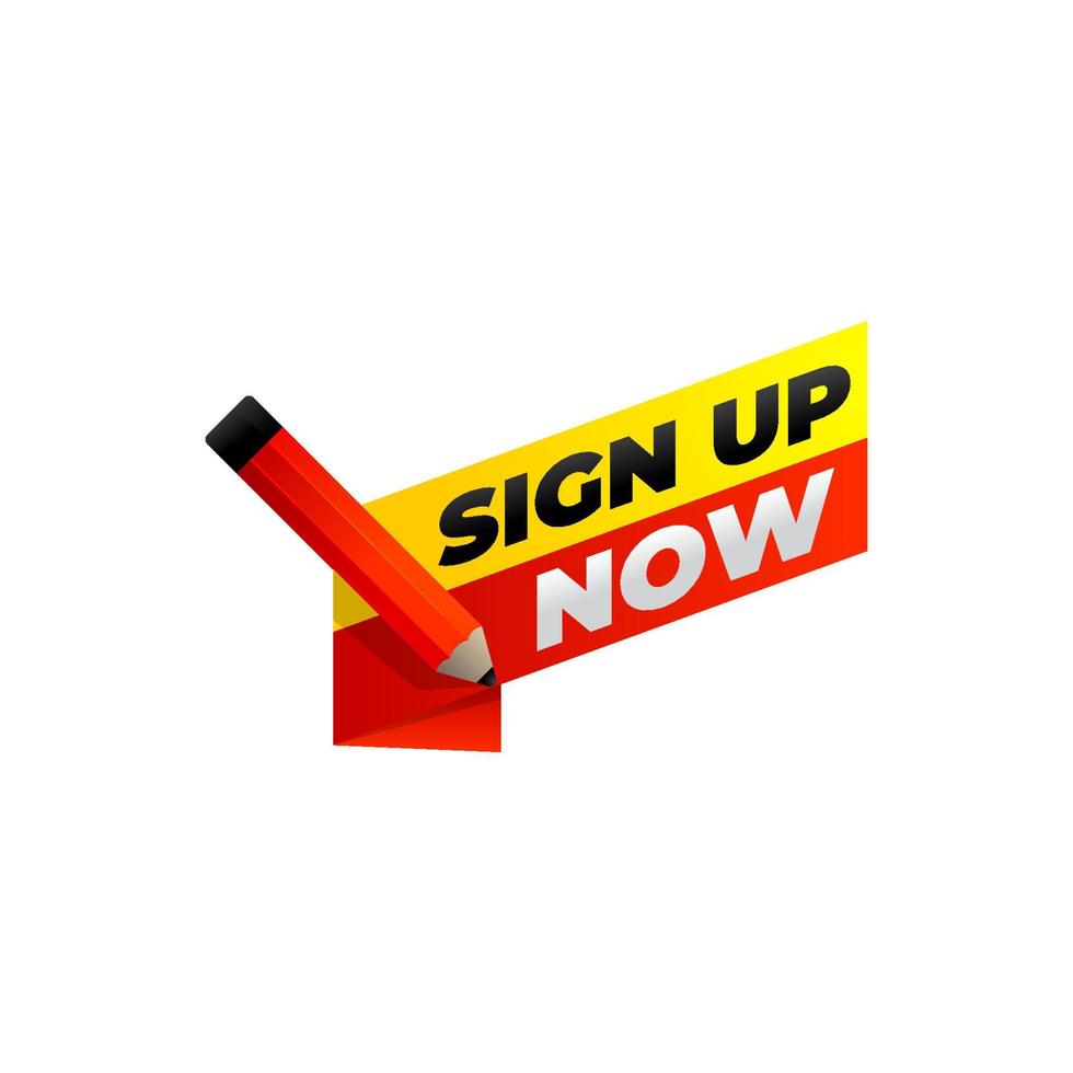 ign up now vector banner design, sign and sticker teplate design