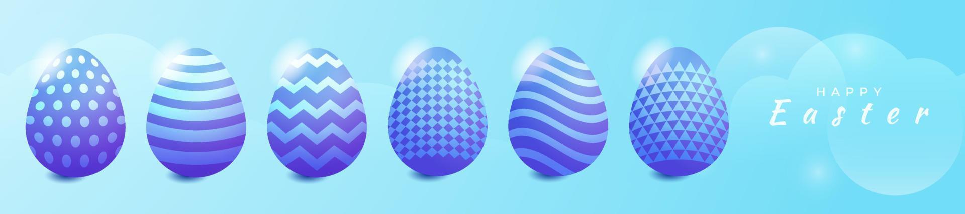 Happy easter vector banner, template of easter egg illustration design for gift card or background