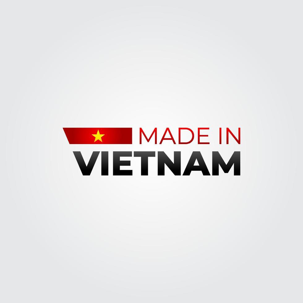 hecho en la ilustración vectorial de la etiqueta vietnam, diseño de la etiqueta adhesiva de la insignia de la bandera para la promoción de los medios del producto vector