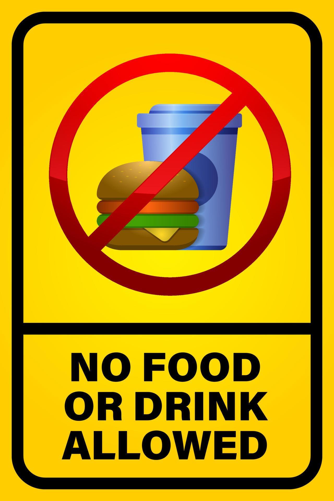 No Food Or Drink Allowed Sign Vector Design Template Of Warning About 