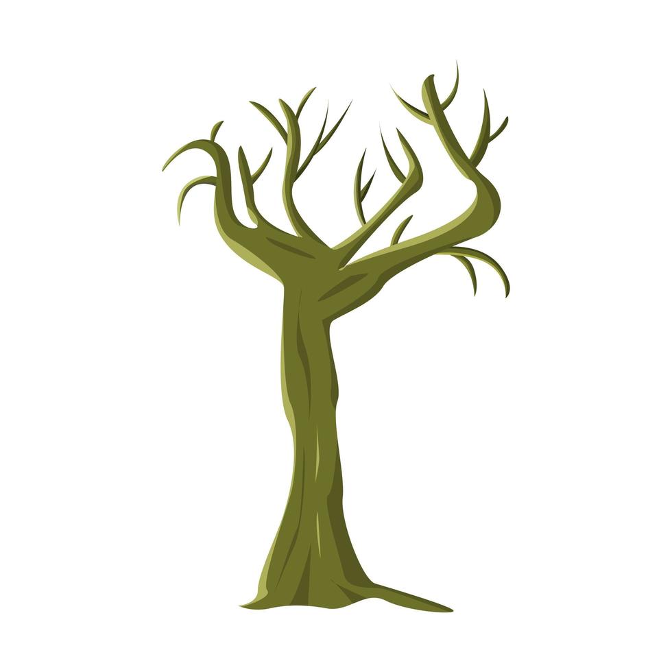 Realistic green old dry tree isolated on white background - Vector
