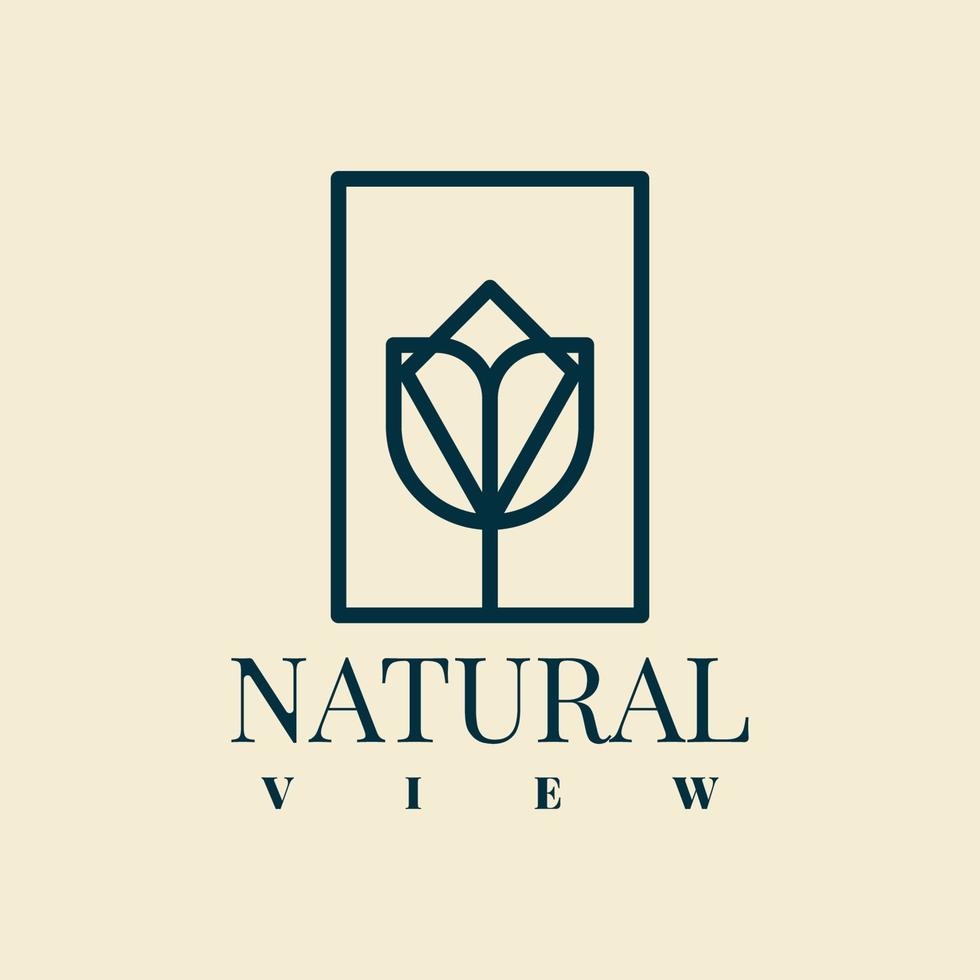 Natural view flower logo template design vector