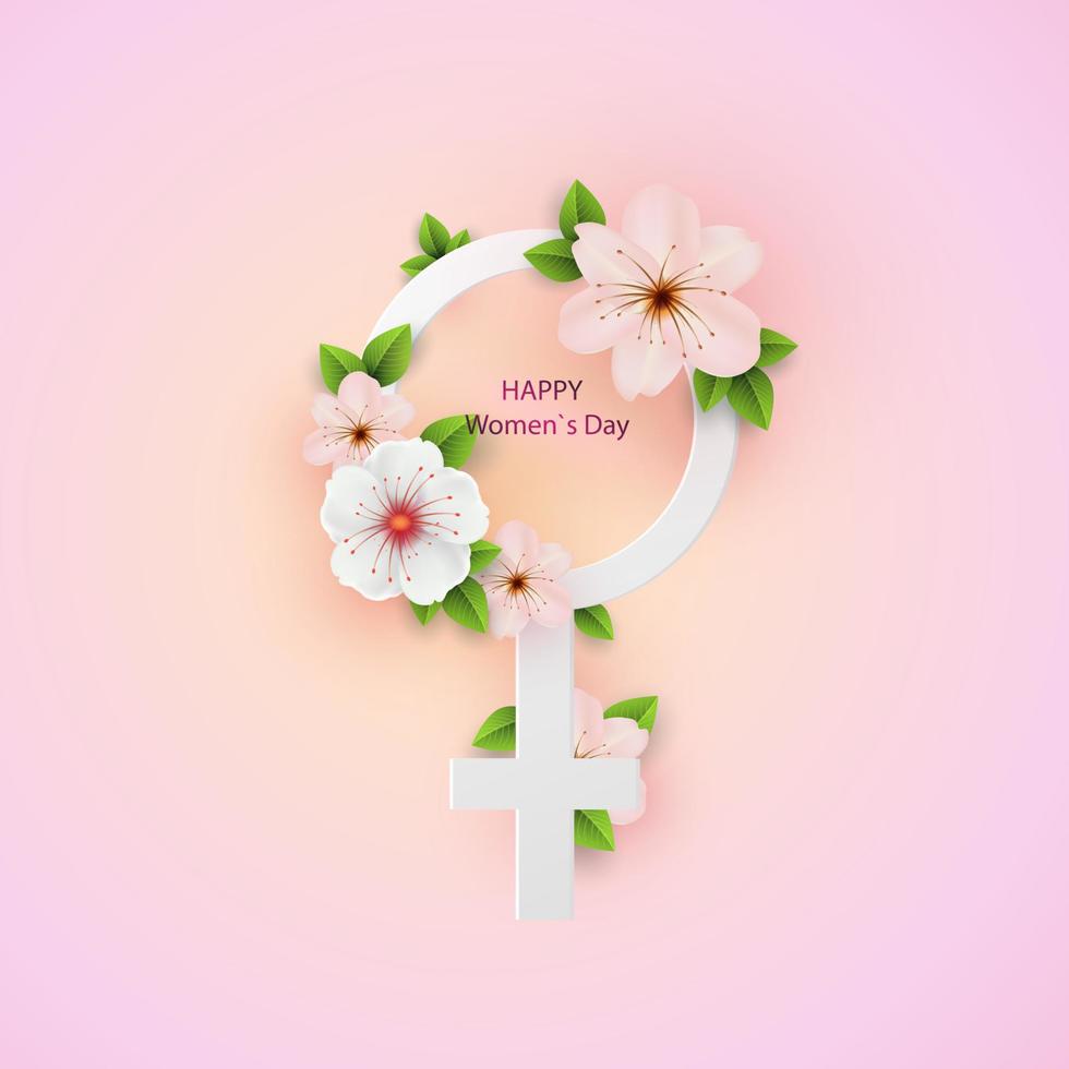 Abstract Floral Greeting card with 8 March - paper cut style greeting card, gift card. International Women s Day. Applique Trendy Design Template. Vector Illustration version.