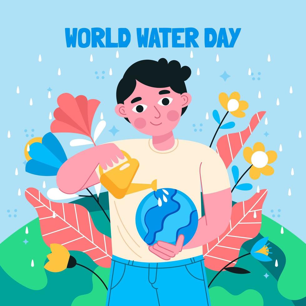 Water Day with Character Concept vector