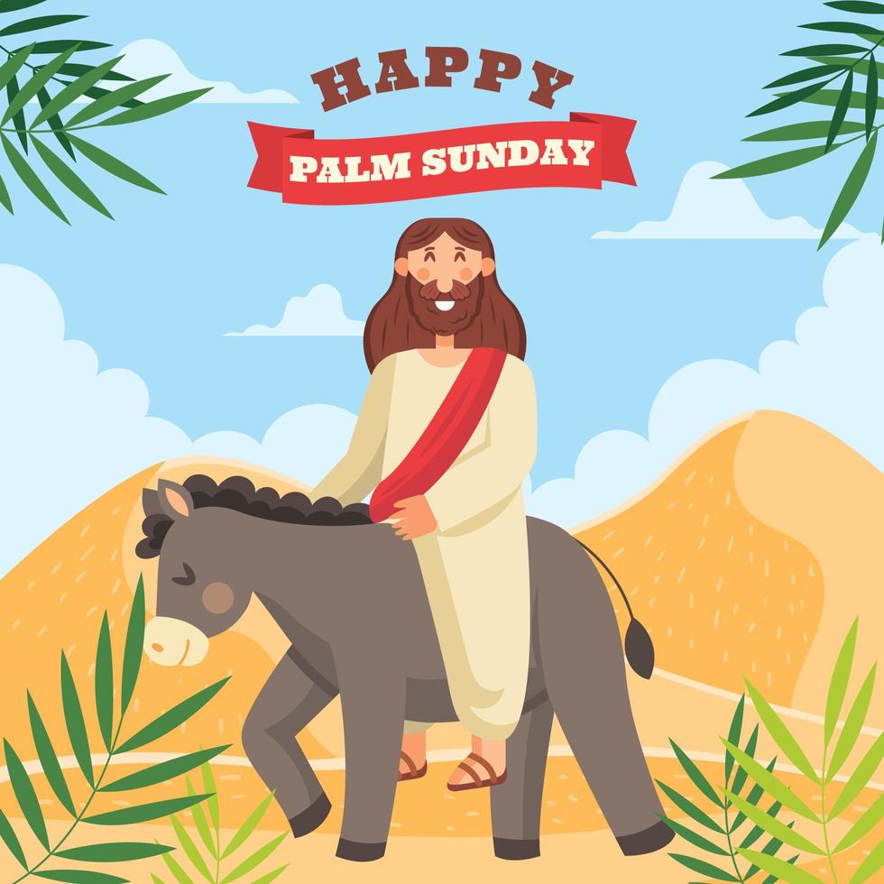 feliz domingo de ramos vector