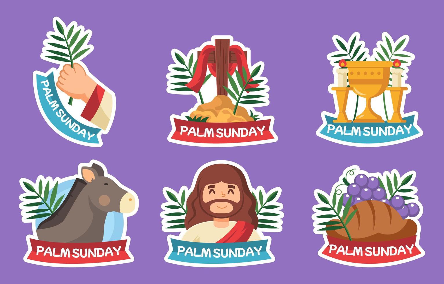 Set of Palm Sunday Stickers vector
