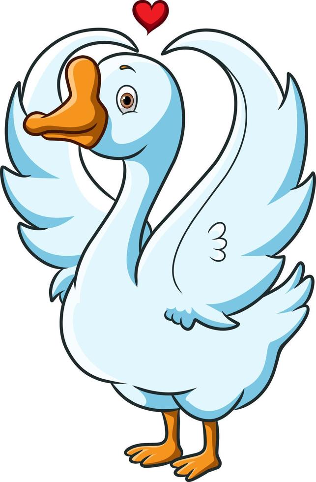The cute swan is gesturing the love with the wings vector
