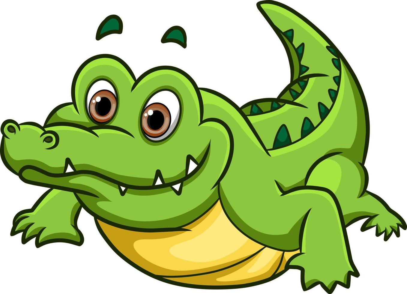 The big crocodile is crawling with the happy expression vector