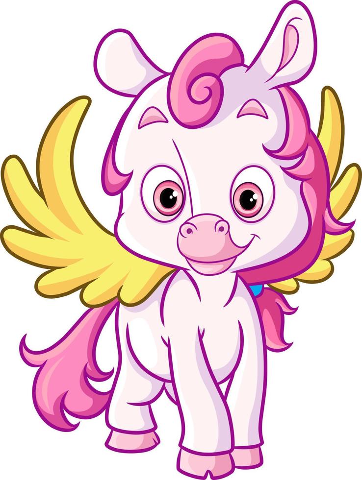 The cute magical unicorn with the wings vector
