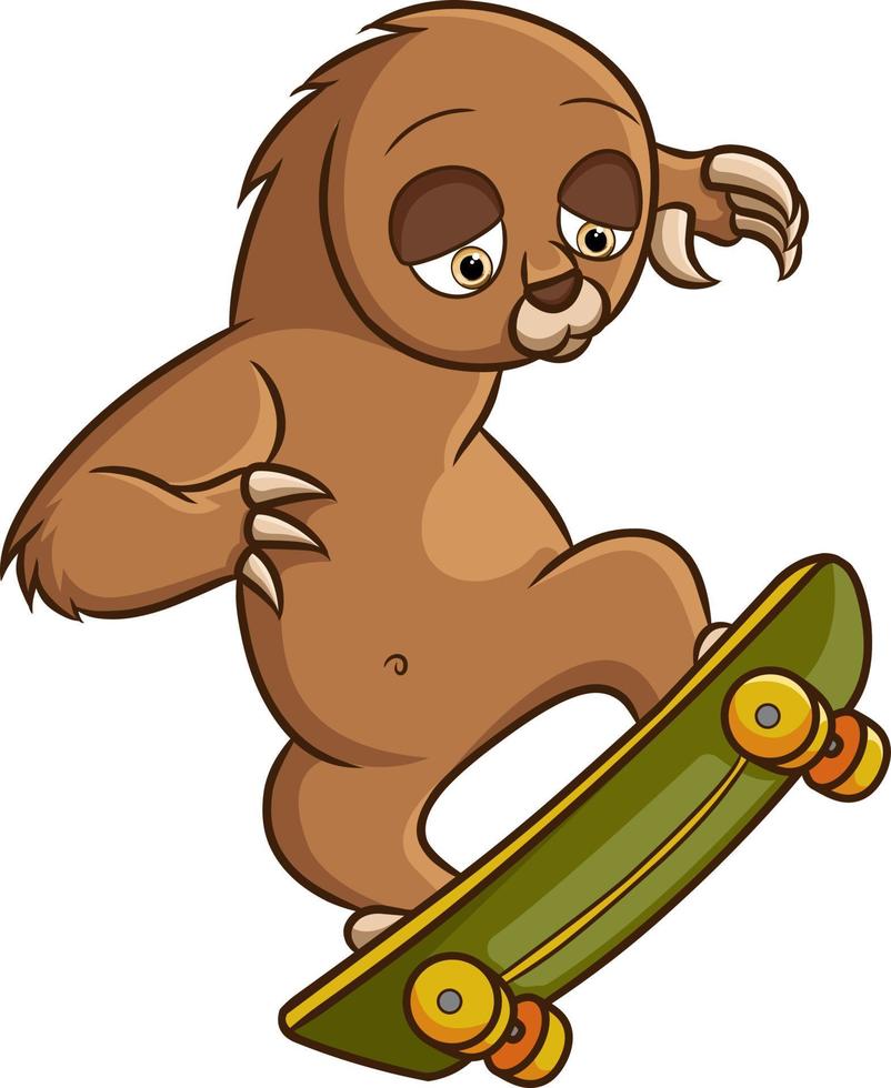The cool loris is playing skateboard with its tricks vector