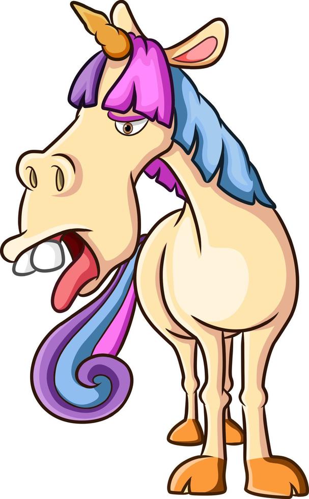 The lazy unicorn giving the ugly expression with the tongue out vector