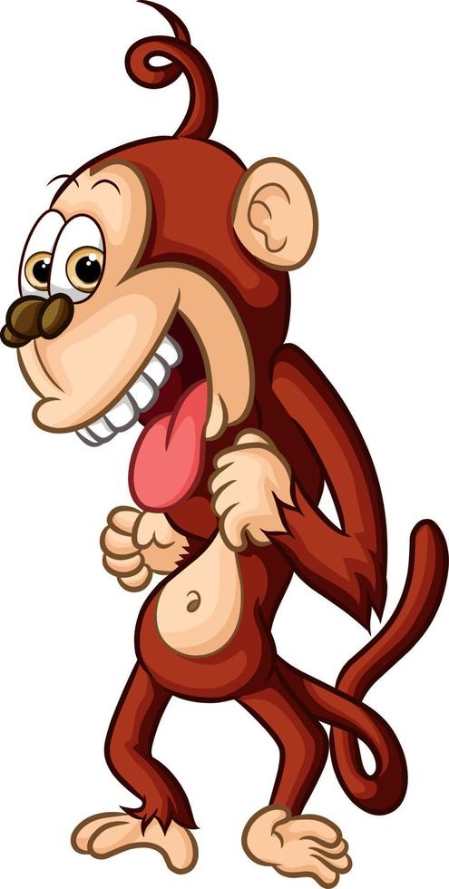The cute monkey is posing with an amusing face vector