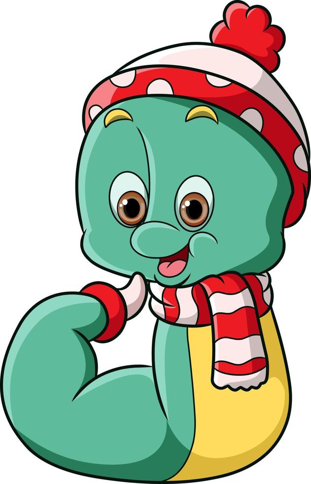 The caterpillar is wearing the winter scarf vector
