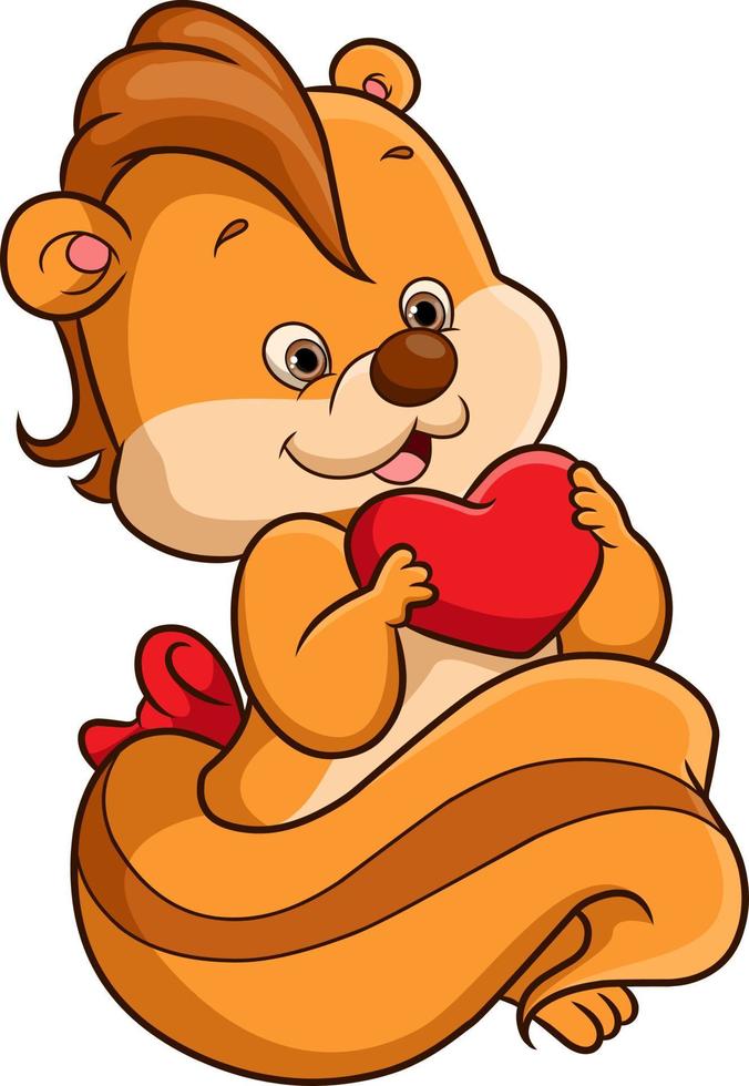 The happy squirrel with the love giving the happy expression vector