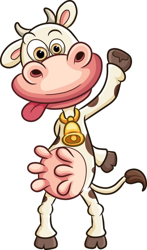 The funny cow is standing with a stupid face vector