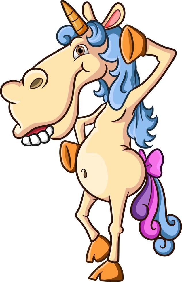 The ugly unicorn standing and posing with the teeth out vector