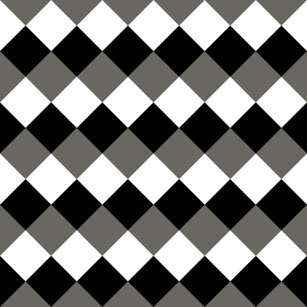 fondo de tablero de ajedrez sin costuras en tres tonos, tonos grises oscuros. vector
