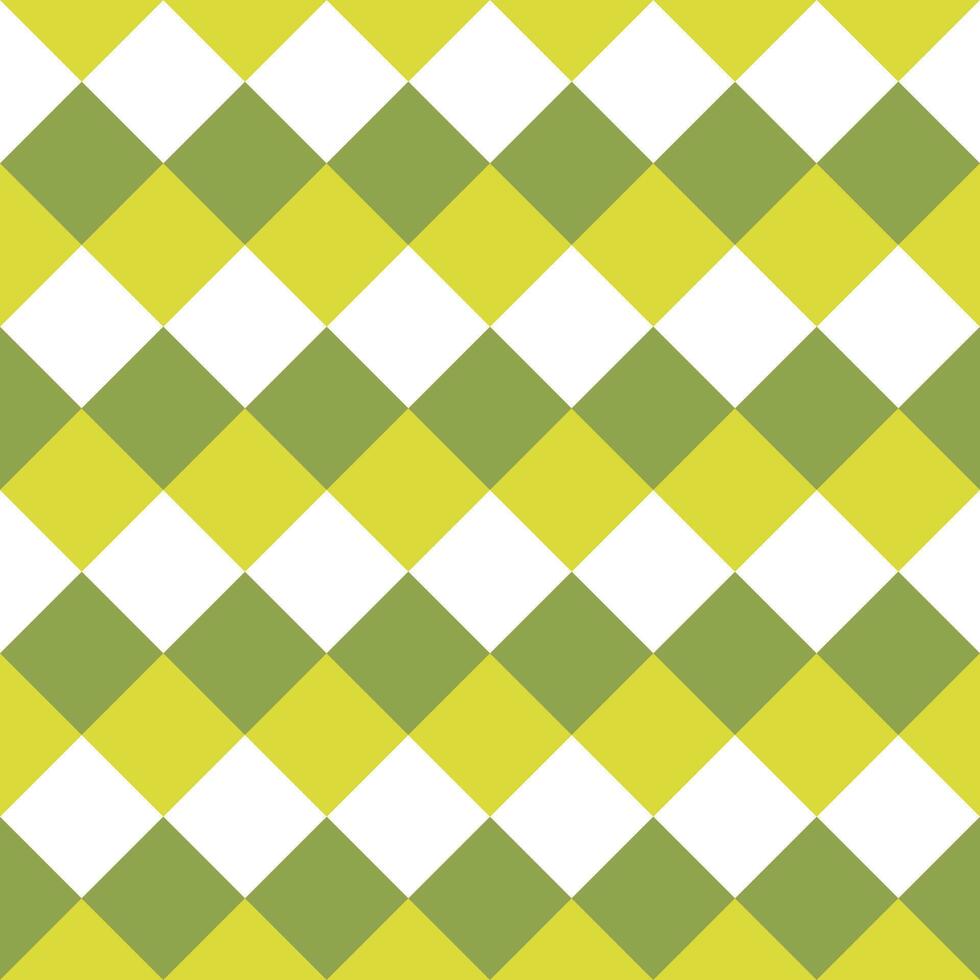 Three-color seamless checkerboard background in lime green tones. vector