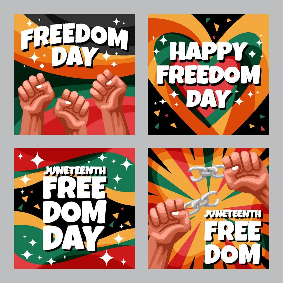 Juneteenth Freedom Day Banner Set Template vector