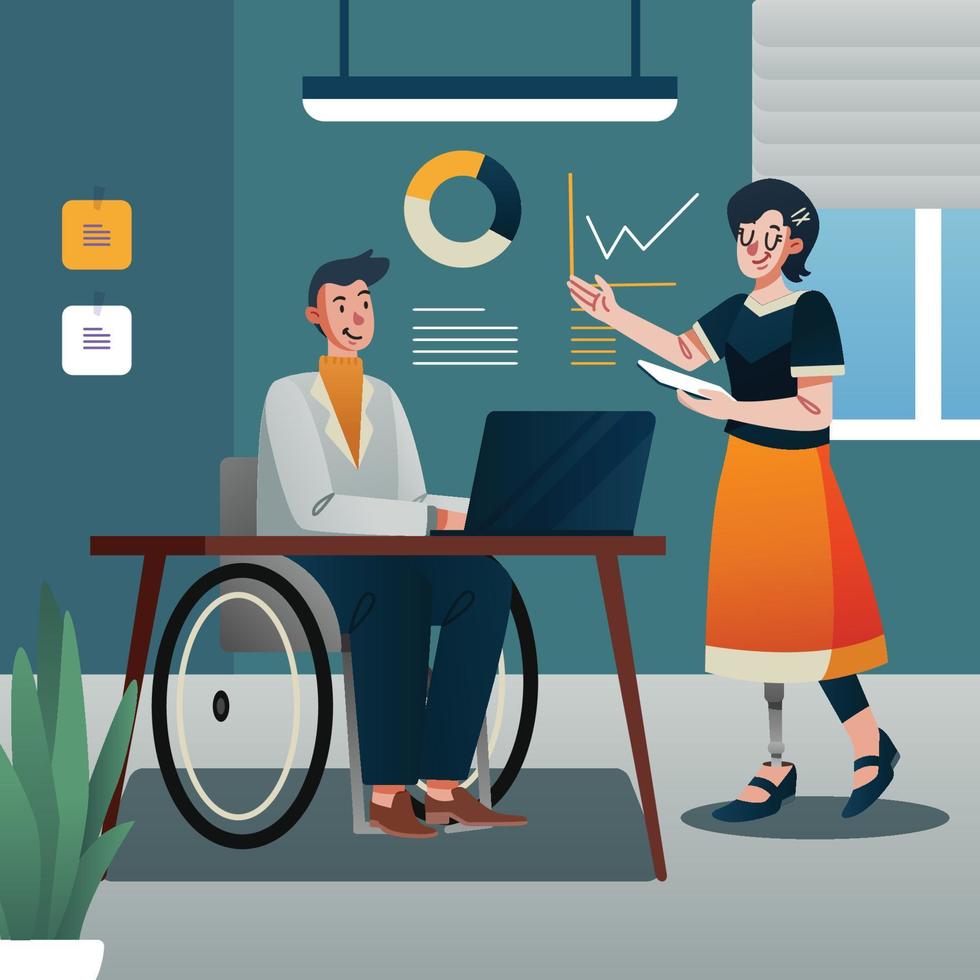 Two Business People with Disability vector