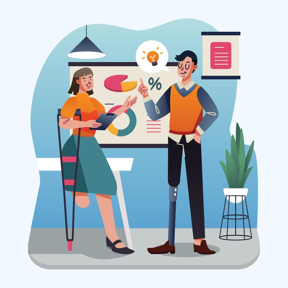 Two Business People with Disability vector