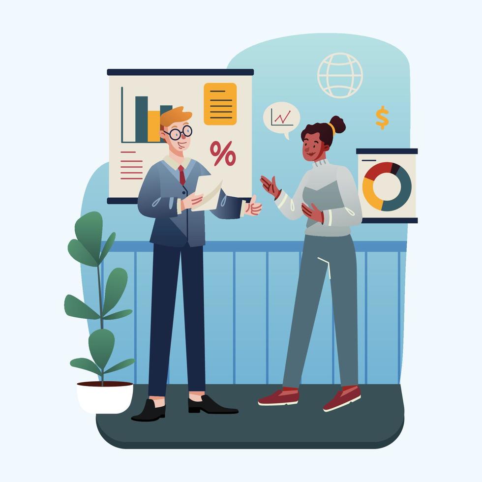 Two Business People in The Office vector