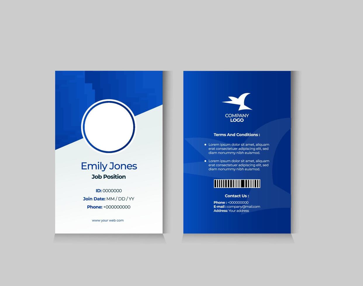 Blue Awesome ID card template. Abstract modern geometric overlap background design. Vector illustration