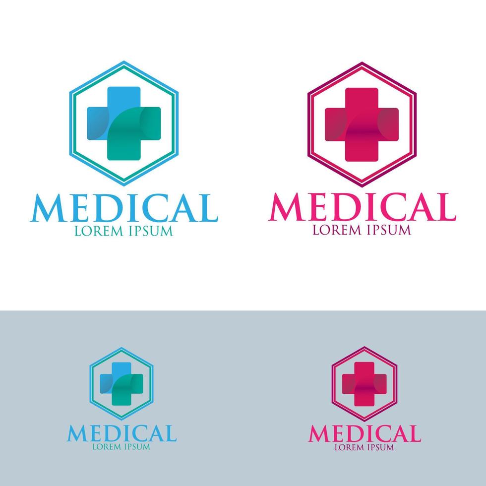 Medical logo design template 4 color variation's vector template design