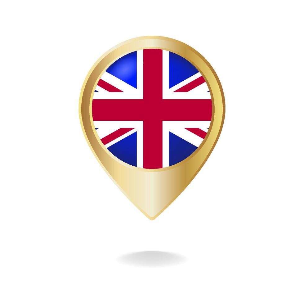 United Kingdom flag on golden pointer map, Vector illustration eps.10