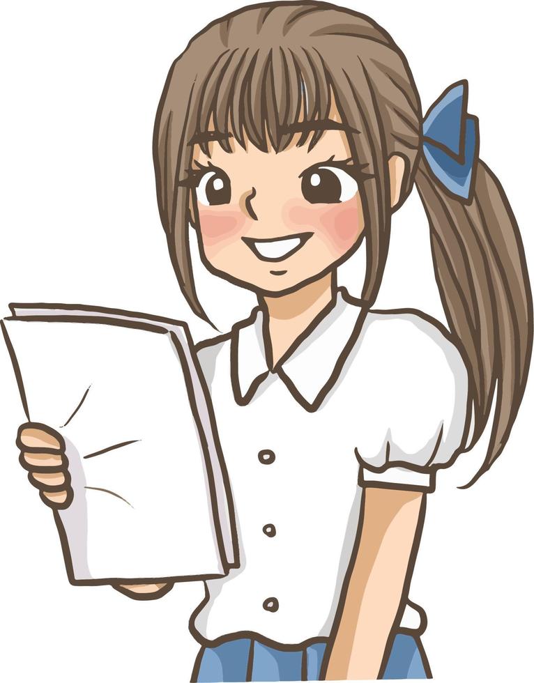 estudiante leyendo libro dibujos animados, chica linda kawaii manga anime  ilustración clip art niño dibujo personaje 6123861 Vector en Vecteezy