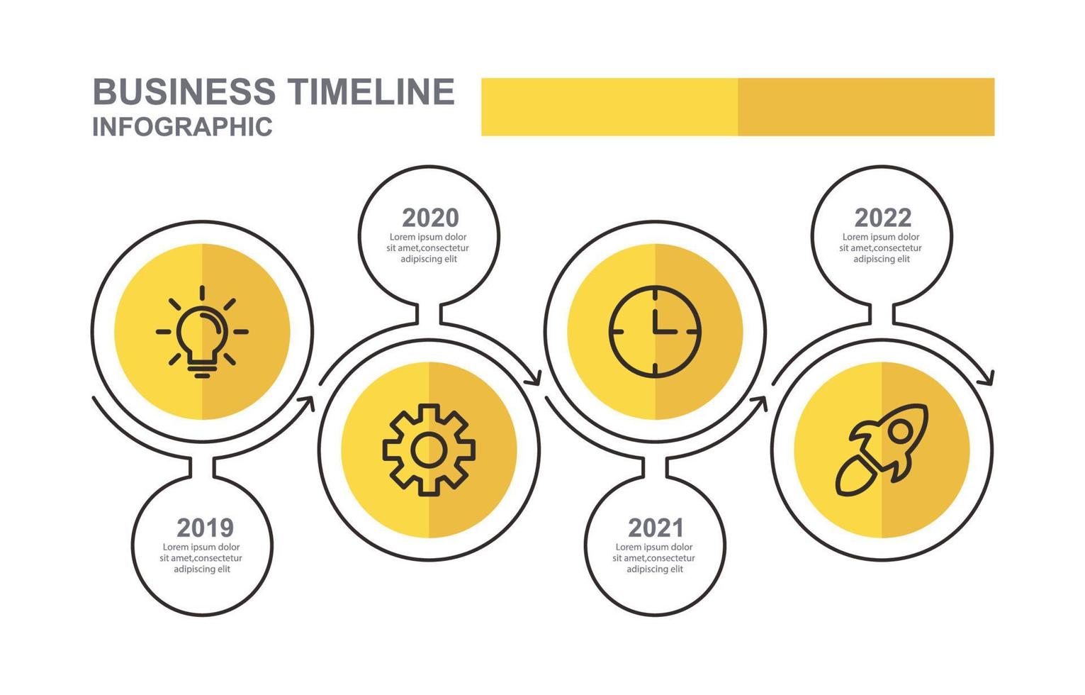 plantilla de infografía de línea de tiempo de negocios con estilo de esquema vector