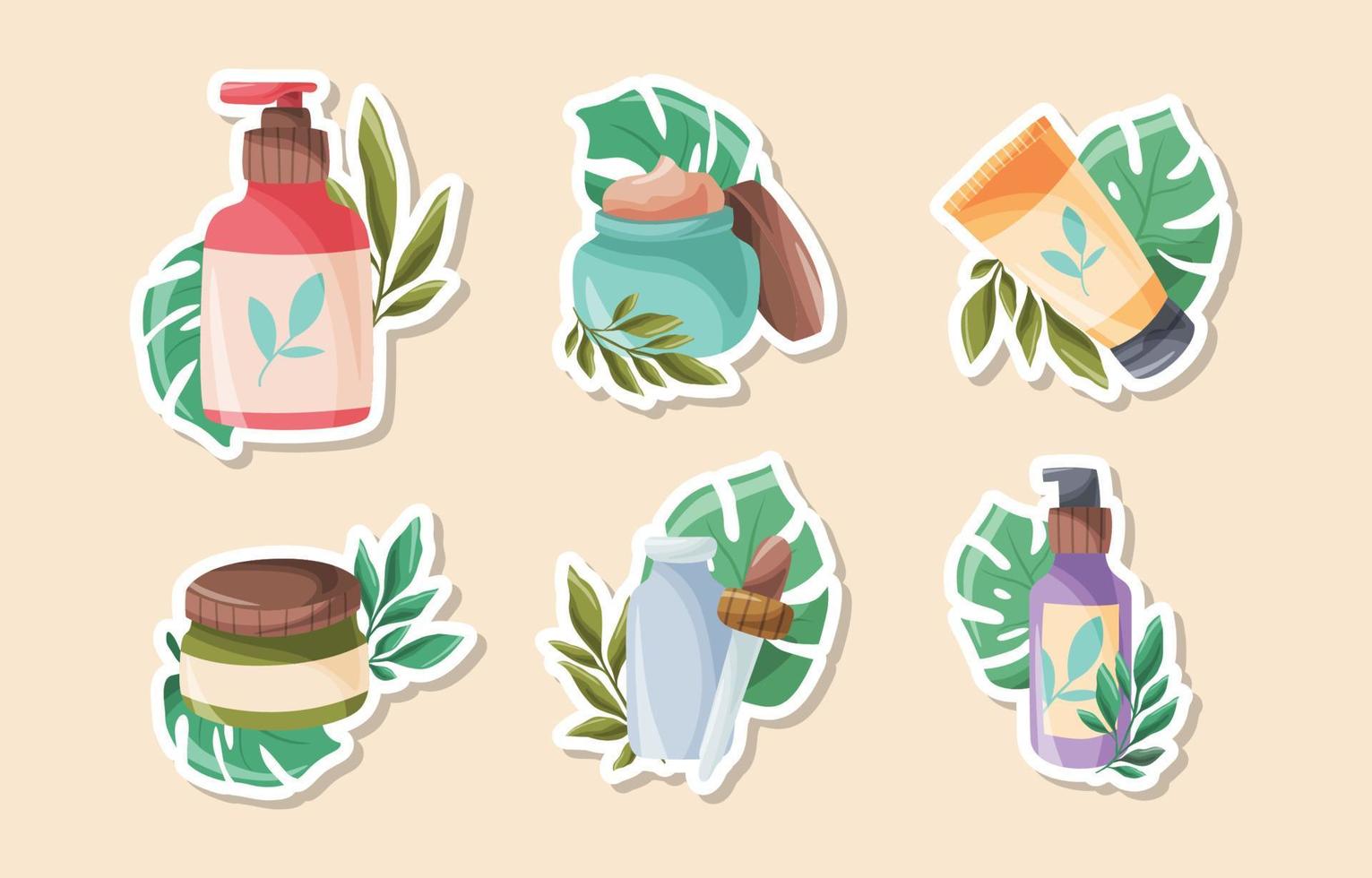 Beauty Skin Care Doodle Sticker Collection vector