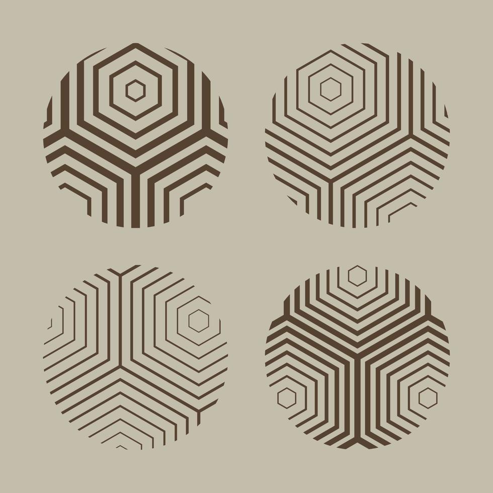 Geometric Pattern Editable Stroke Hexagon Line In Circle vector