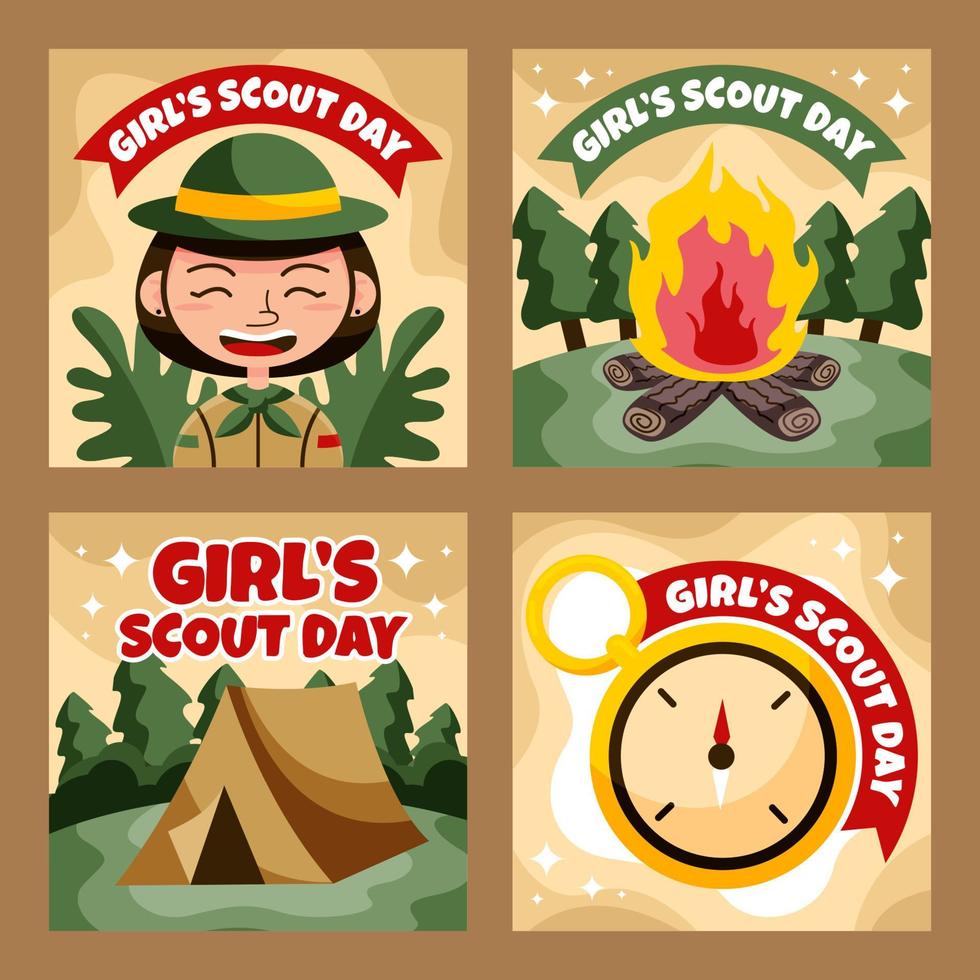 Girl Scout Day Social Media Template vector