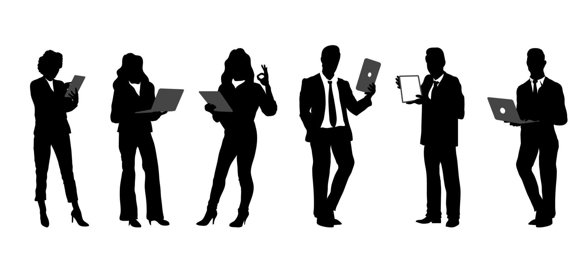 Business People Silhouettes Holding Items Character Collection vector