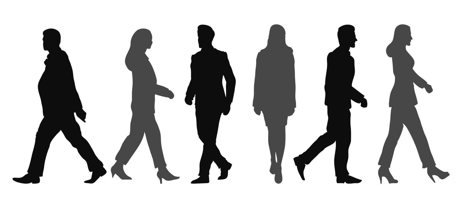 Business People Silhouettes Walks Character Collection vector