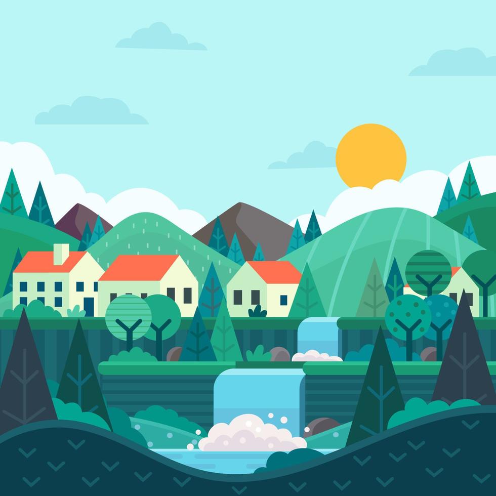 Flat Nature Landscape Concept vector
