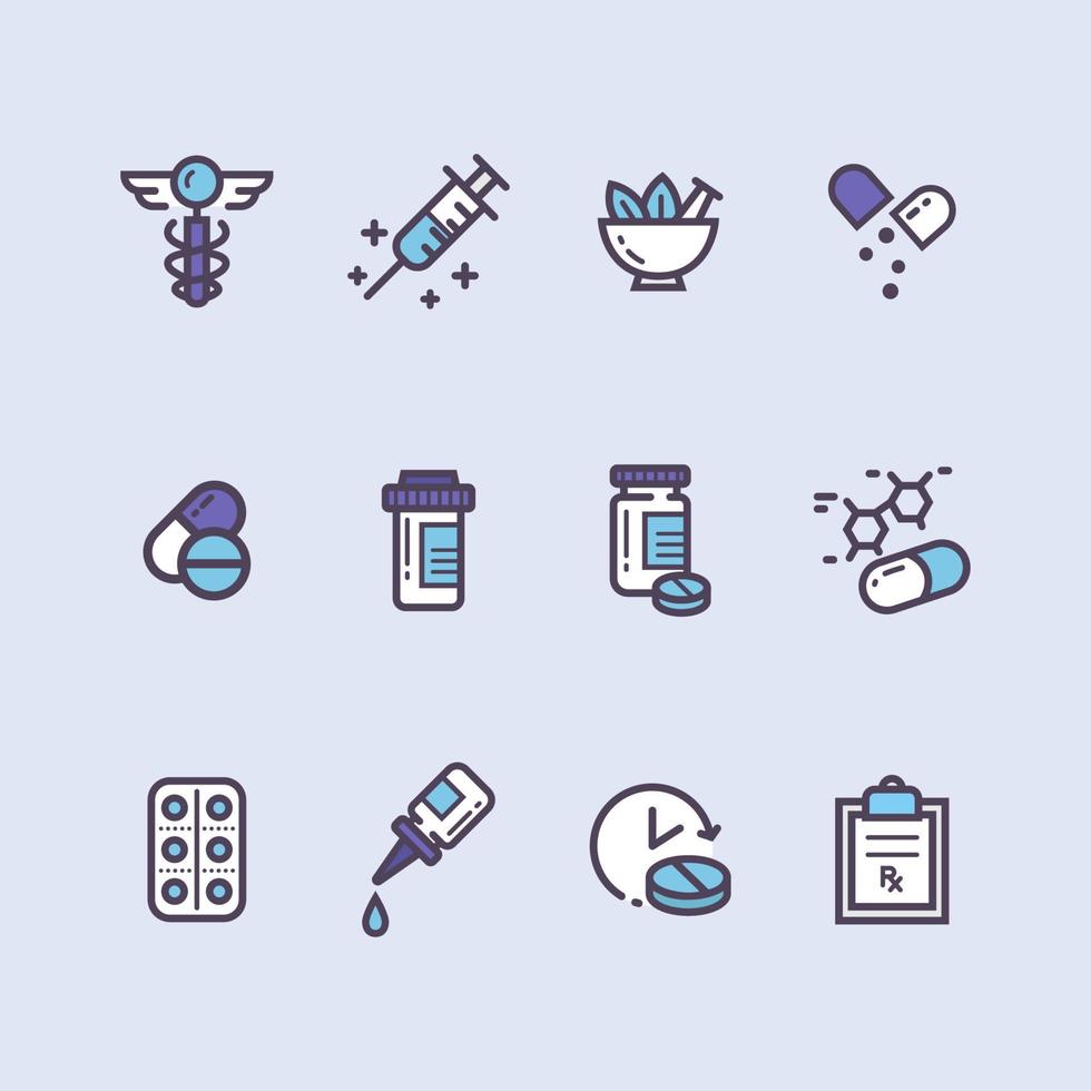 conjunto de icono de farmacia vector