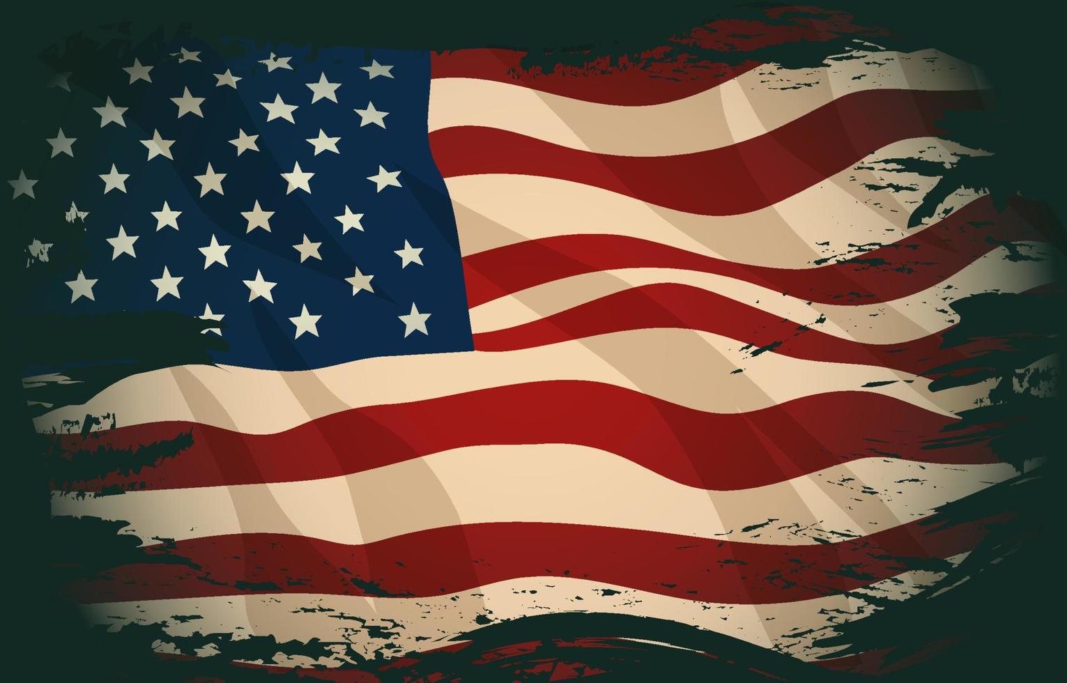 American Flag Background With Grunge Texture vector