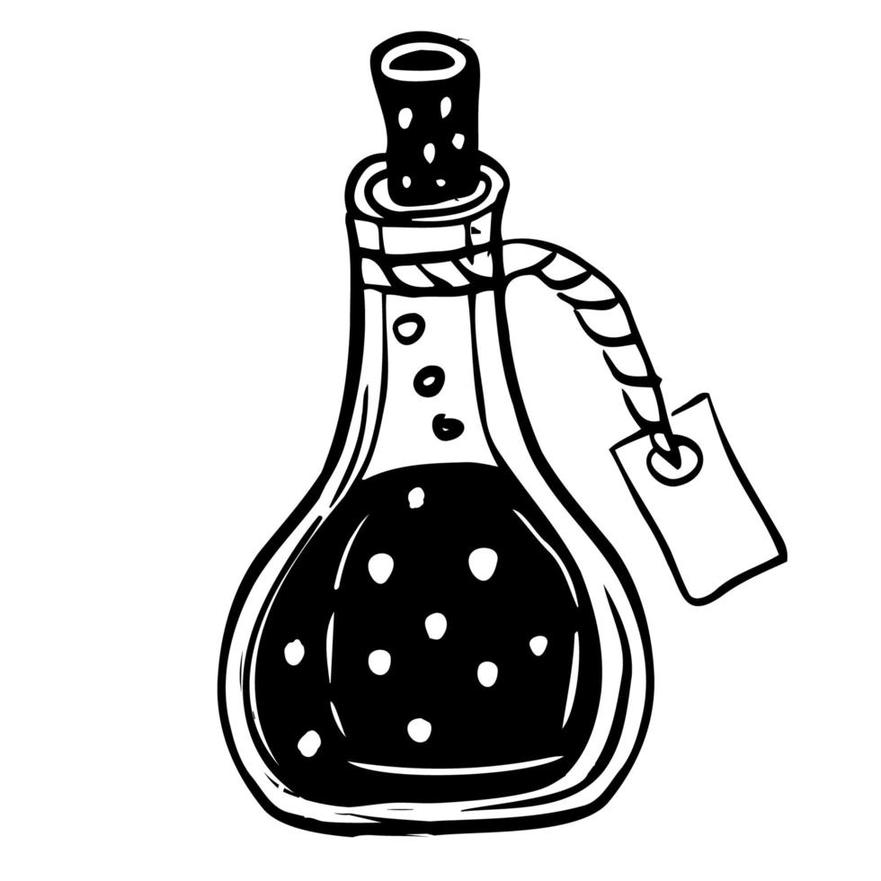 Hand drawn magic bottle isolated on white. vector