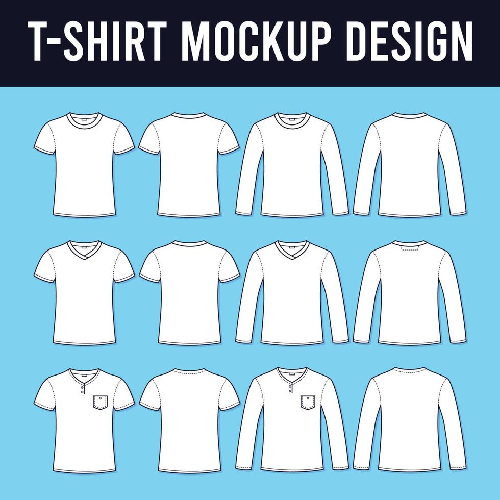 Flat Outline Tshirt Templates vector