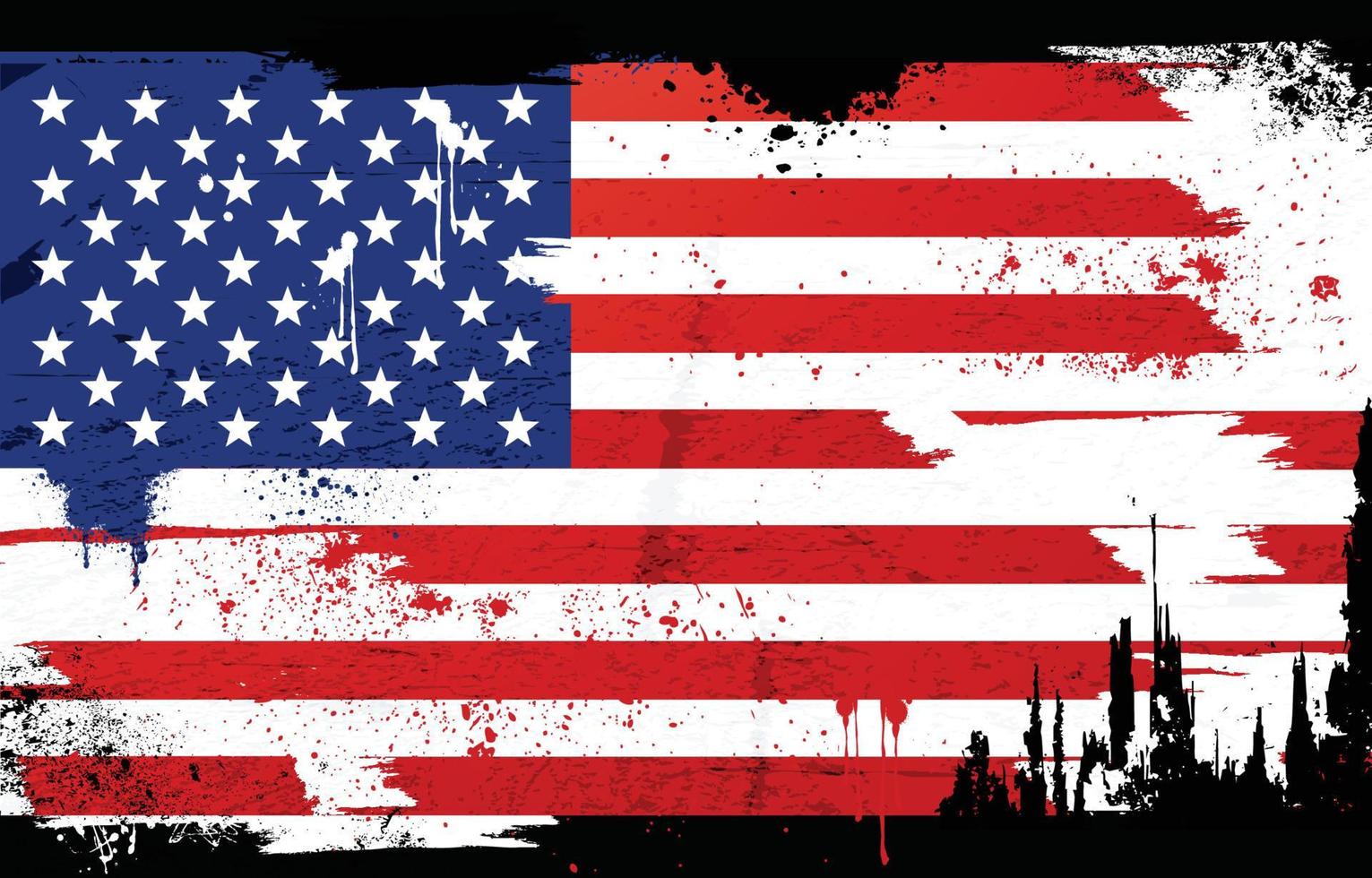 bandera americana con diseño grunge vector