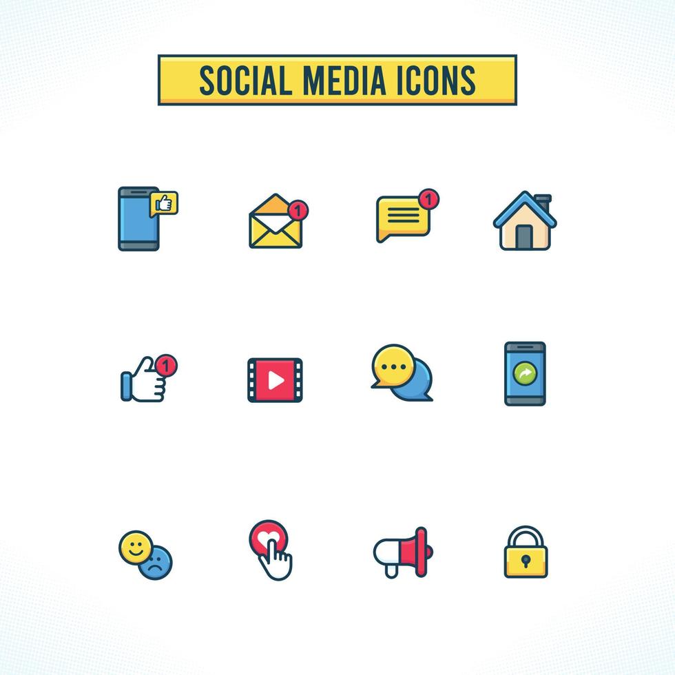Social Media Reaction Colorful Icons vector