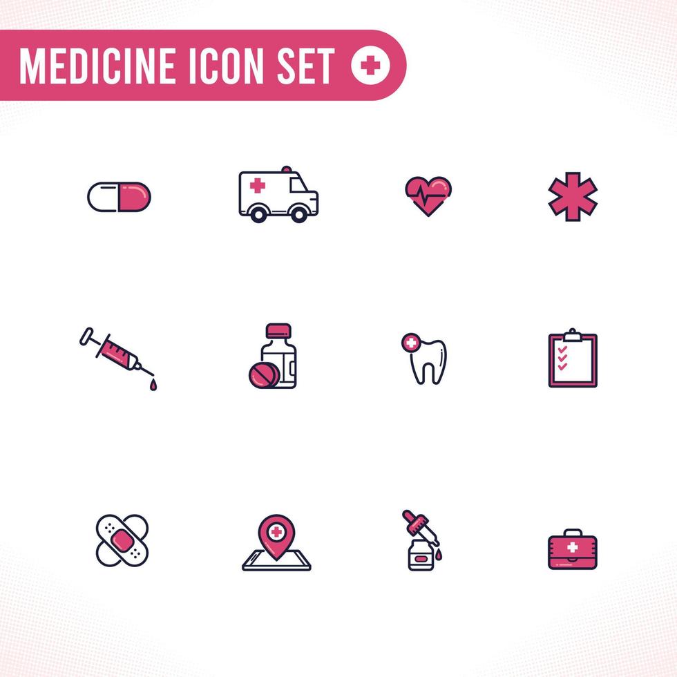 Flat Line Medicines Icon Set vector