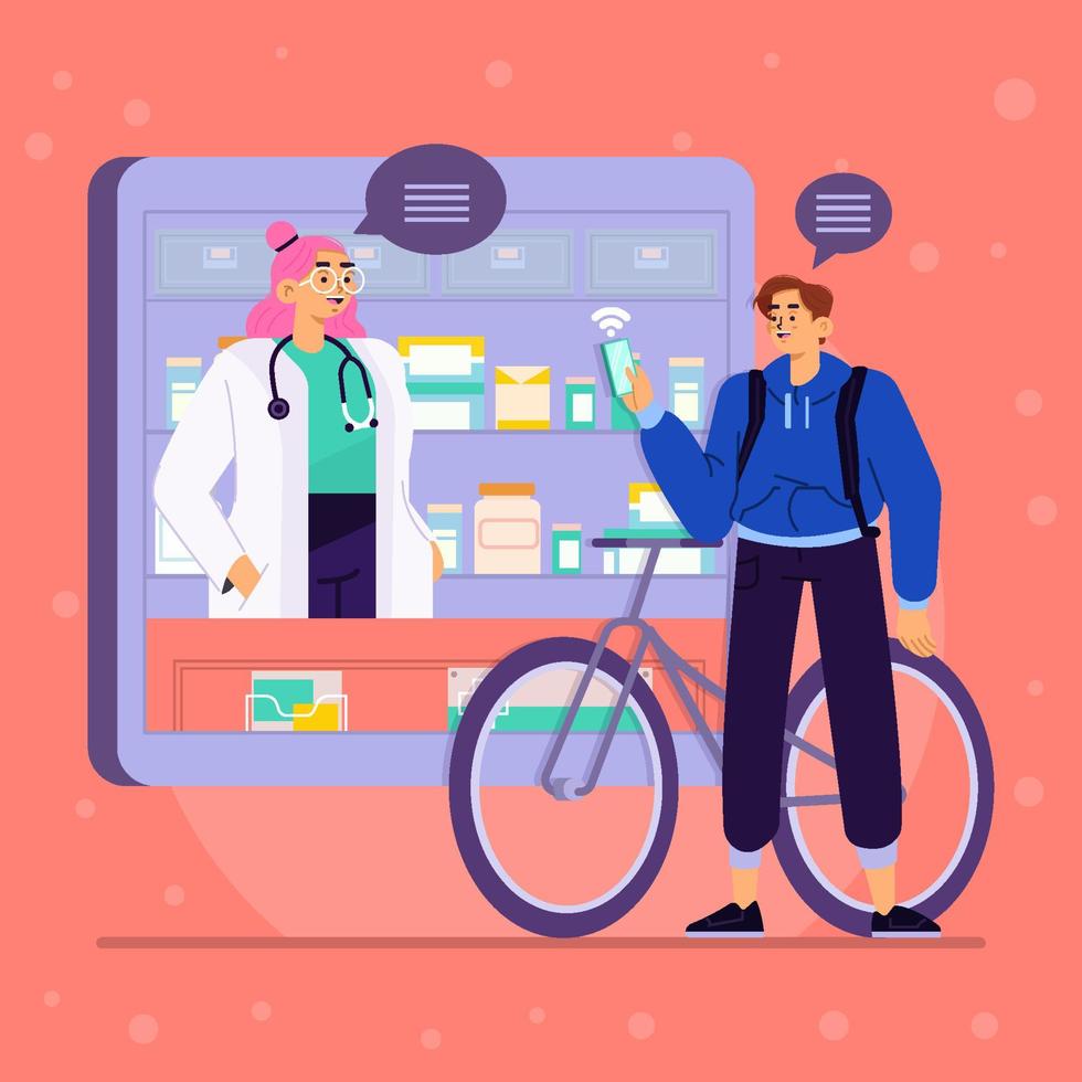 Man Consul With Apothecary Online Concept vector