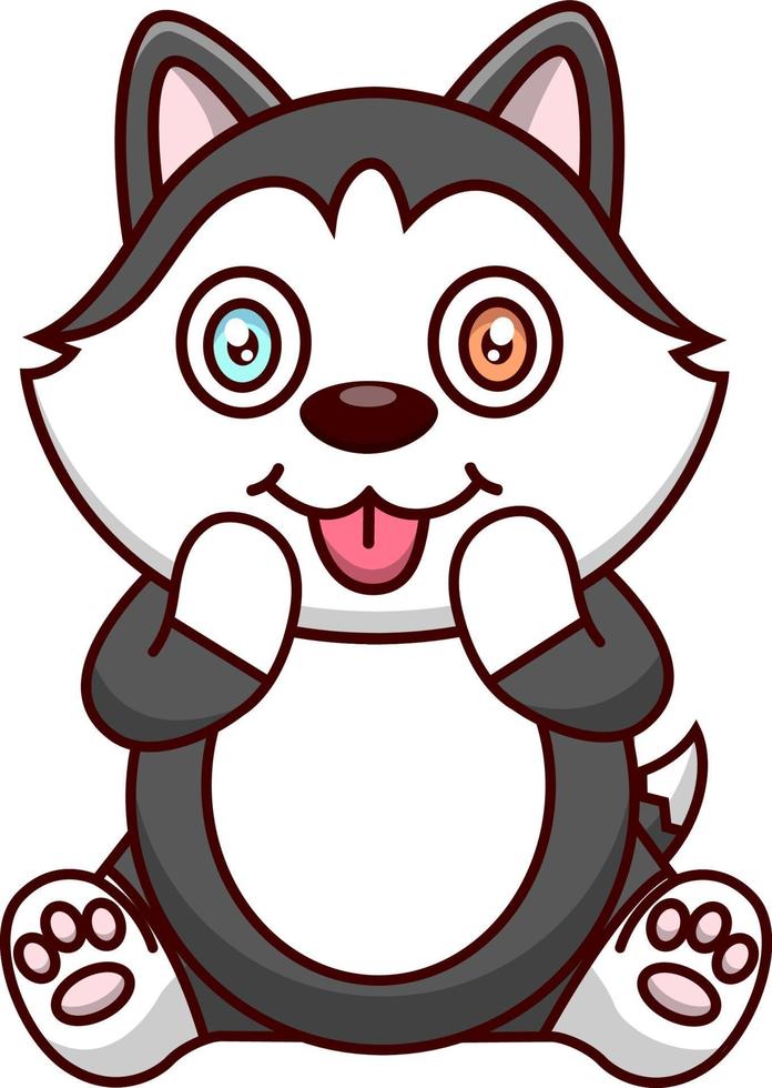 dibujos animados lindo husky siberiano sentado. personaje de dibujos animados de la mascota del husky siberiano vector