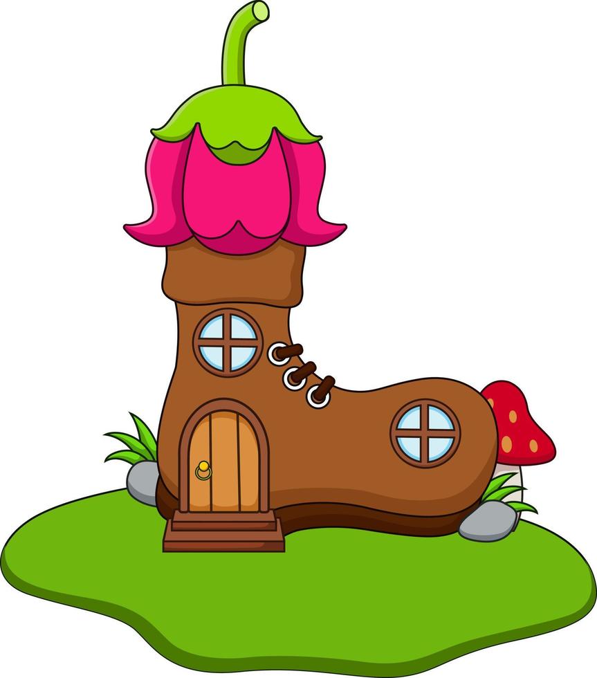 Cartoon fairy house in shape a boots vector