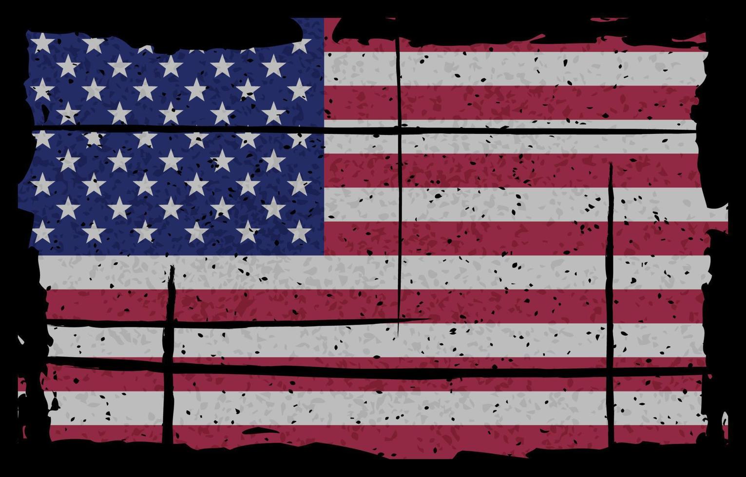 Distressed American Flag Black Background vector